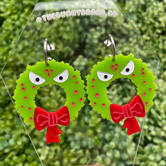 Evil Wreath Christmas Earrings